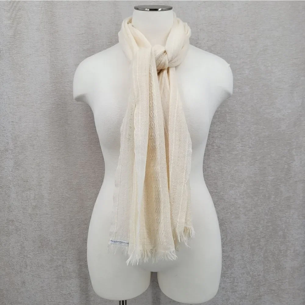 Churchill Handwoven Vintage Wool Scarf Elegant Cream Scarf